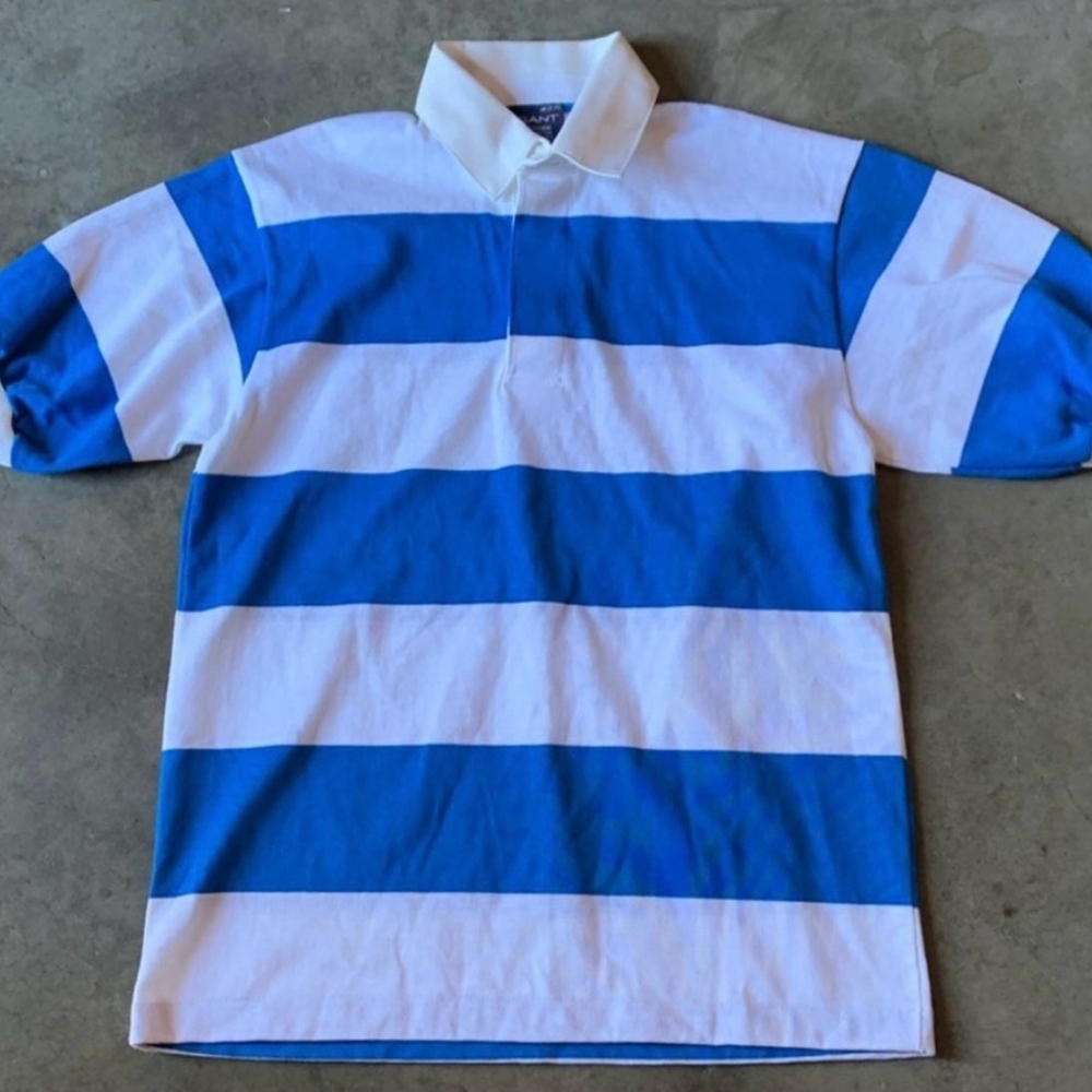 Gant Blue and White Striped Polo Shirt